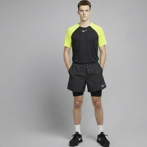 Nike Black and Bright Yellow Sports Tee